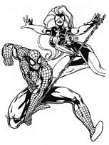 coloriage spiderman et spiderwoman